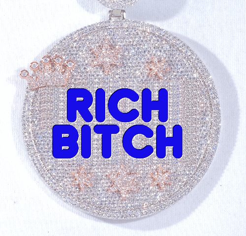 CUSTOM LETTER NECKLACE 3D BIG CROWN DISC