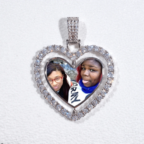 3D Spinning 2-Faced Heart Custom Picture Pendant