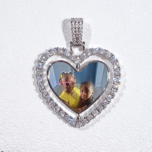 3D Spinning 2-Faced Heart Custom Picture Pendant