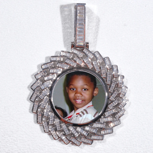 Large 3D Baguette Custom Picture Pendant