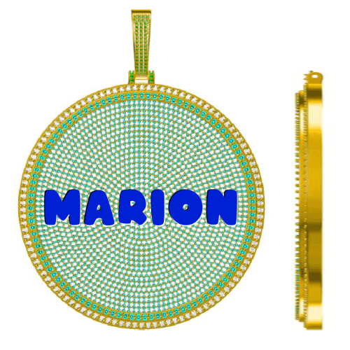 CUSTOM LETTER NECKLACE 3D BIG DISC