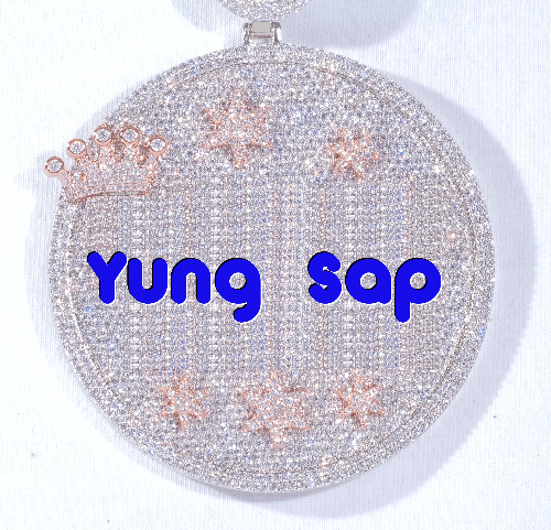 CUSTOM LETTER NECKLACE 3D BIG CROWN DISC