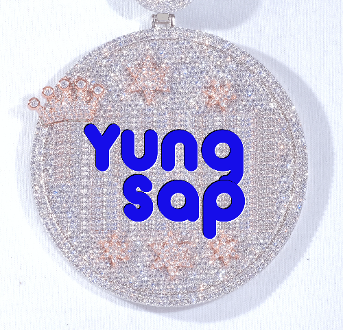 CUSTOM LETTER NECKLACE 3D BIG CROWN DISC