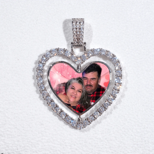3D Spinning 2-Faced Heart Custom Picture Pendant