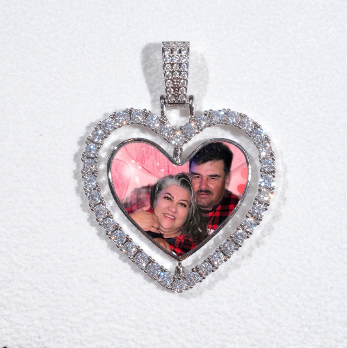 3D Spinning 2-Faced Heart Custom Picture Pendant
