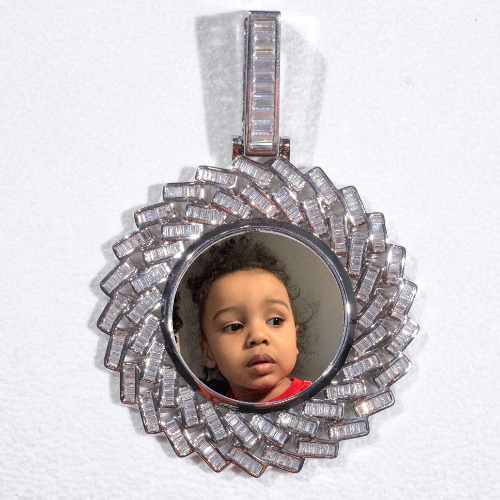 Large 3D Baguette Custom Picture Pendant