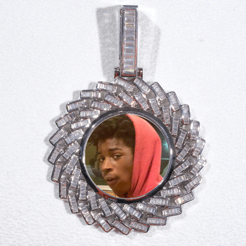Large 3D Baguette Custom Picture Pendant