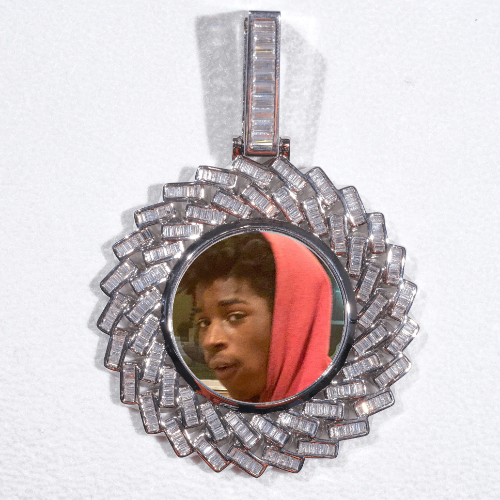 Large 3D Baguette Custom Picture Pendant