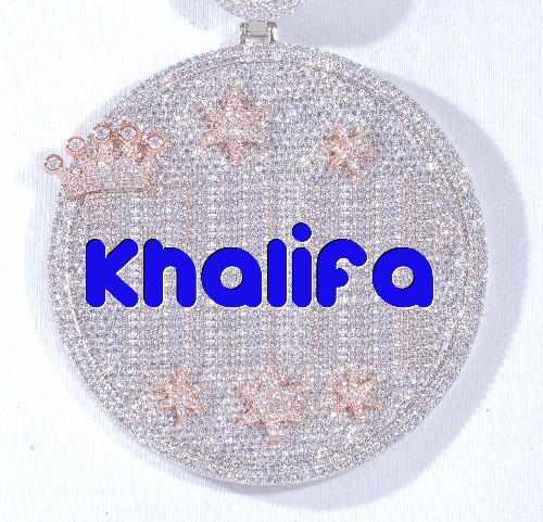 CUSTOM LETTER NECKLACE 3D BIG CROWN DISC