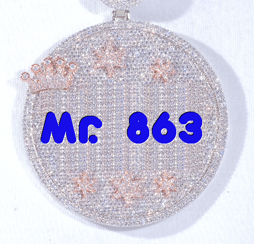 CUSTOM LETTER NECKLACE 3D BIG CROWN DISC