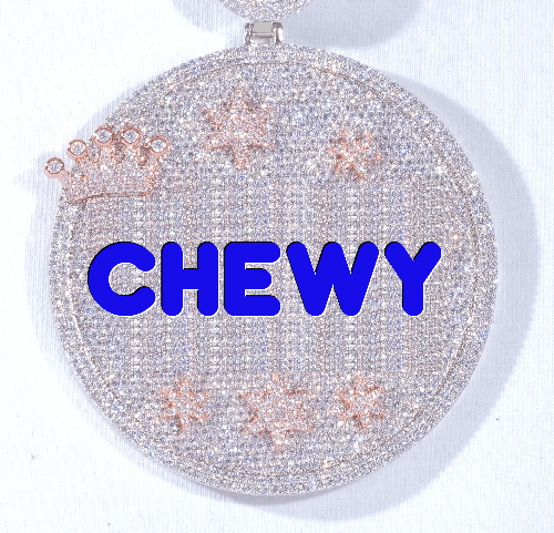 CUSTOM LETTER NECKLACE 3D BIG CROWN DISC