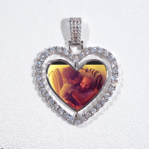 3D Spinning 2-Faced Heart Custom Picture Pendant