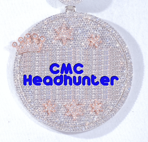 CUSTOM LETTER NECKLACE 3D BIG CROWN DISC