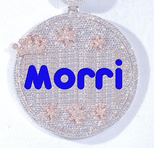 CUSTOM LETTER NECKLACE 3D BIG CROWN DISC