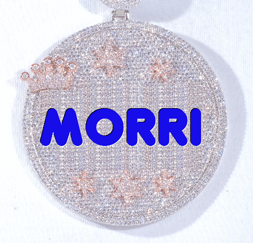 CUSTOM LETTER NECKLACE 3D BIG CROWN DISC