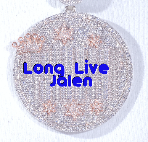 CUSTOM LETTER NECKLACE 3D BIG CROWN DISC