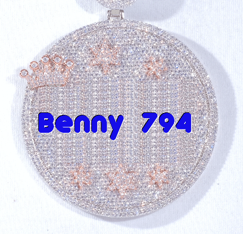 CUSTOM LETTER NECKLACE 3D BIG CROWN DISC