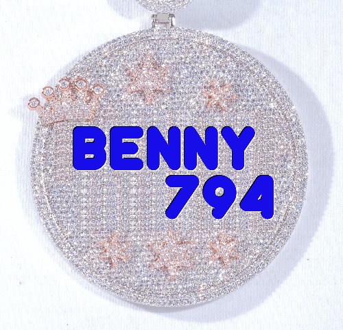 CUSTOM LETTER NECKLACE 3D BIG CROWN DISC
