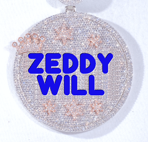 CUSTOM LETTER NECKLACE 3D BIG CROWN DISC