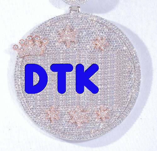 CUSTOM LETTER NECKLACE 3D BIG CROWN DISC