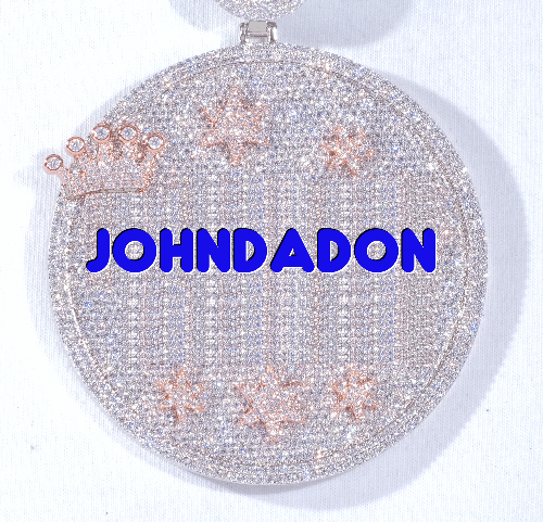 CUSTOM LETTER NECKLACE 3D BIG CROWN DISC