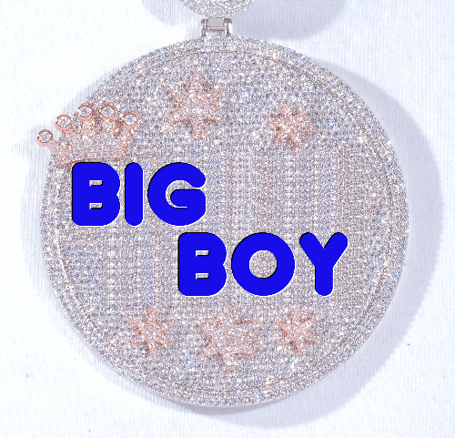 CUSTOM LETTER NECKLACE 3D BIG CROWN DISC