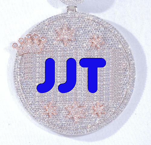 CUSTOM LETTER NECKLACE 3D BIG CROWN DISC