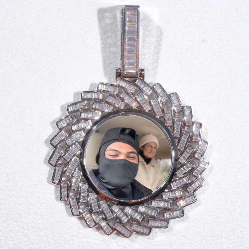 Large 3D Baguette Custom Picture Pendant