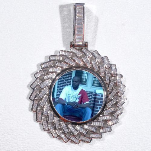 Large 3D Baguette Custom Picture Pendant