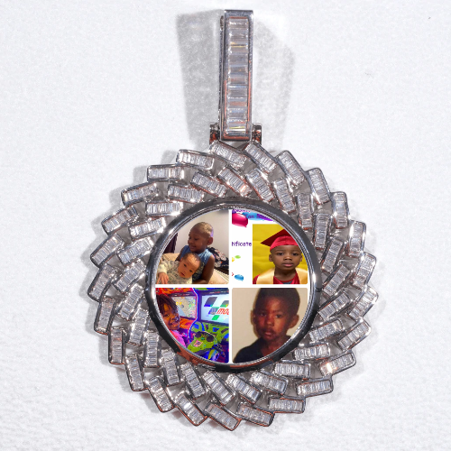 Large 3D Baguette Custom Picture Pendant