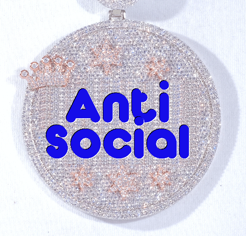 CUSTOM LETTER NECKLACE 3D BIG CROWN DISC