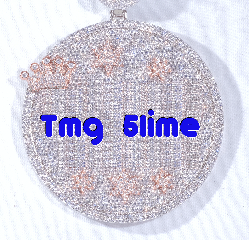 CUSTOM LETTER NECKLACE 3D BIG CROWN DISC