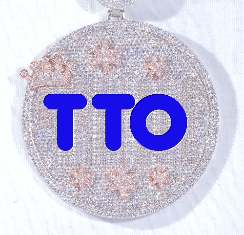 CUSTOM LETTER NECKLACE 3D BIG CROWN DISC