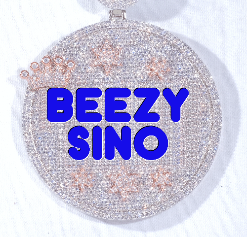 CUSTOM LETTER NECKLACE 3D BIG CROWN DISC