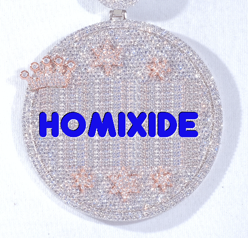 CUSTOM LETTER NECKLACE 3D BIG CROWN DISC