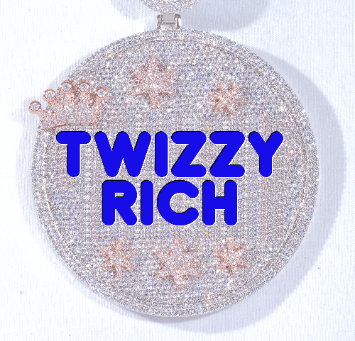 CUSTOM LETTER NECKLACE 3D BIG CROWN DISC