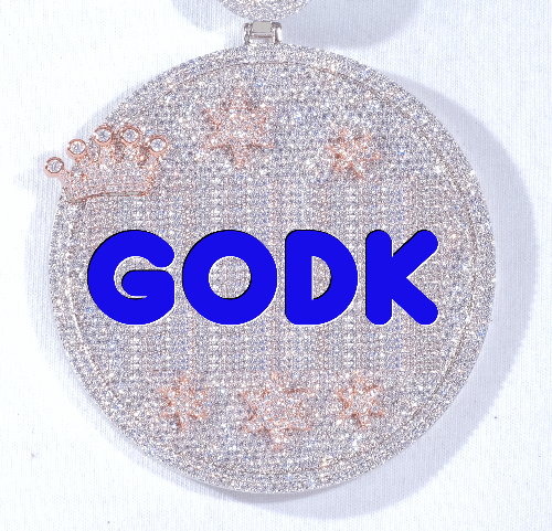CUSTOM LETTER NECKLACE 3D BIG CROWN DISC