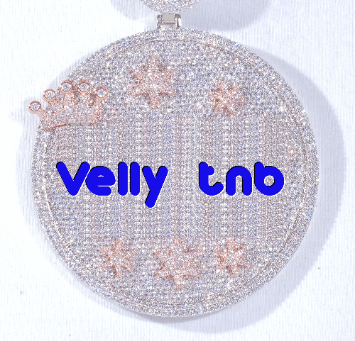 CUSTOM LETTER NECKLACE 3D BIG CROWN DISC