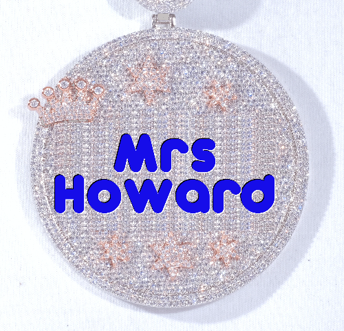 CUSTOM LETTER NECKLACE 3D BIG CROWN DISC
