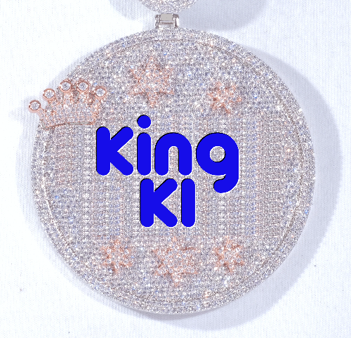 CUSTOM LETTER NECKLACE 3D BIG CROWN DISC