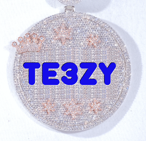 CUSTOM LETTER NECKLACE 3D BIG CROWN DISC