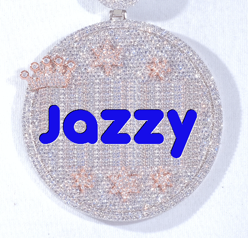 CUSTOM LETTER NECKLACE 3D BIG CROWN DISC