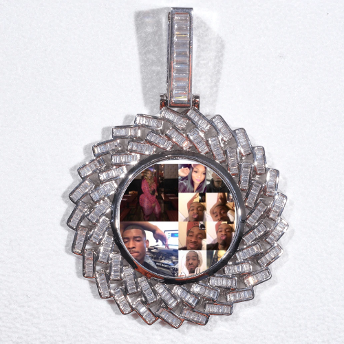 Large 3D Baguette Custom Picture Pendant