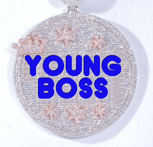 CUSTOM LETTER NECKLACE 3D BIG CROWN DISC