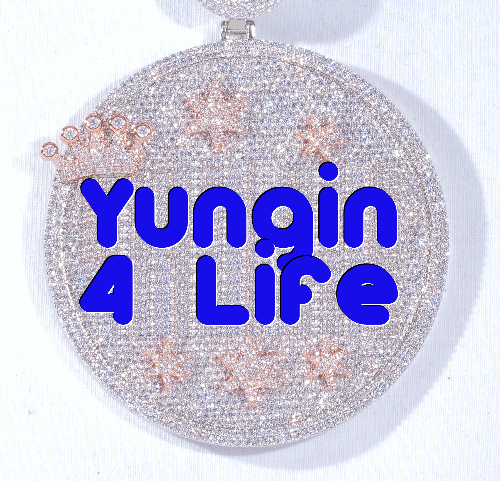 CUSTOM LETTER NECKLACE 3D BIG CROWN DISC