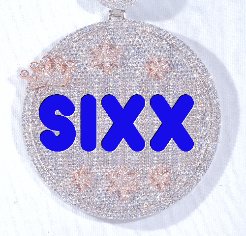 CUSTOM LETTER NECKLACE 3D BIG CROWN DISC
