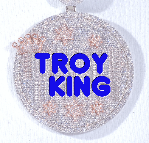 CUSTOM LETTER NECKLACE 3D BIG CROWN DISC