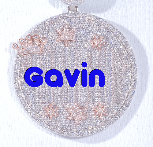 CUSTOM LETTER NECKLACE 3D BIG CROWN DISC