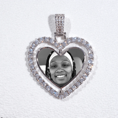 3D Spinning 2-Faced Heart Custom Picture Pendant