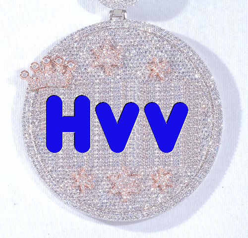 CUSTOM LETTER NECKLACE 3D BIG CROWN DISC